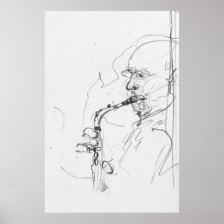 Poster Desenho artístico saxofonista -