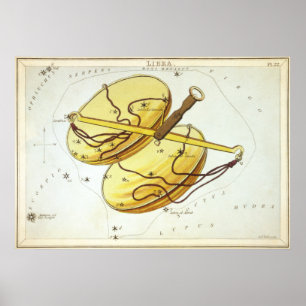 Poster Desenho Astrológico de Libra