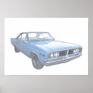 Póster Desenho azul do estilo do lápis do Coronet de