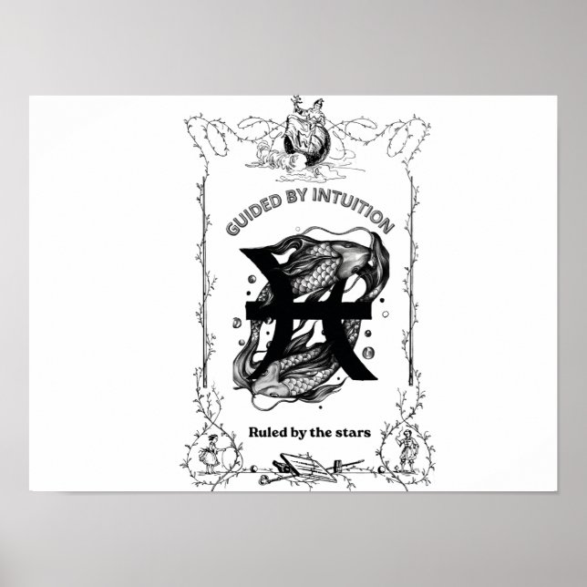 Poster Desenho Celestial Intuição de Peixes (Frente)