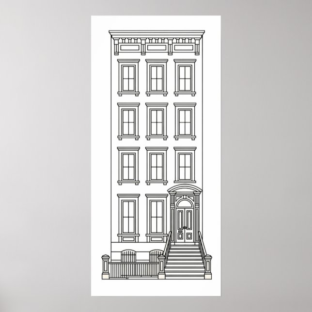 Poster Desenho Clássico de Apartamento com Escada de Nova (Frente)