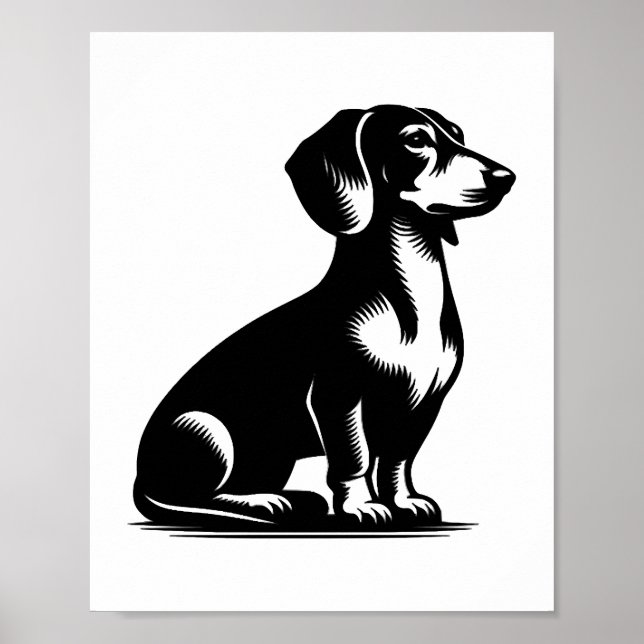 Poster Desenho Clássico de Caça Vintage Dachshund  (Frente)