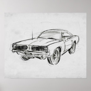 Poster Desenho clássico do carro IV