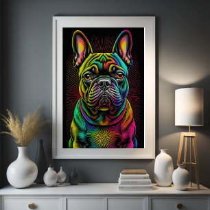 Poster Desenho Colorido abstrato de Um Bulldog Francês 2: