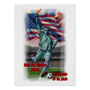 Póster Desenho Colorido da Estátua da Liberdade em um