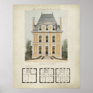 Poster Desenho da arquitetura vintage Paris França nº 3