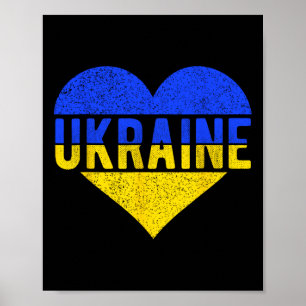 Poster Desenho da Bandeira da Ucrânia - Coração