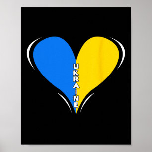 Poster Desenho da Bandeira da Ucrânia - Coração 1