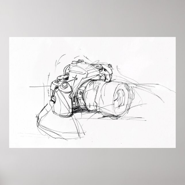 Poster Desenho da câmera mínima artística - (Frente)