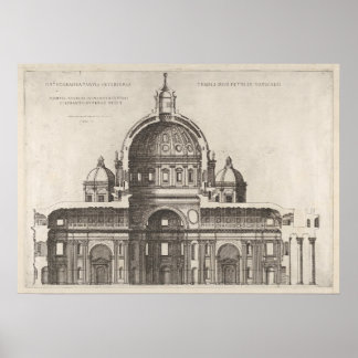 Poster Desenho da Catedral Vaticano da Arquitetura do Vel