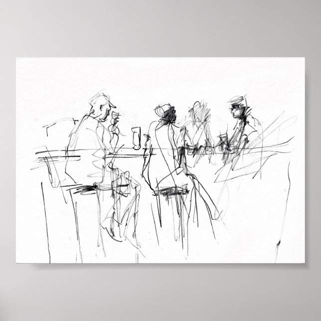 Poster Desenho da cena mínima do Bar elegante - Premium (Frente)