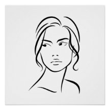 Desenho da face de uma mulher de linha 4
