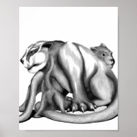 Desenho da família Puma, preto e branco