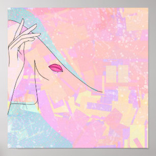 Poster Desenho da Linha da Mão da Abstrato da Trendy Art