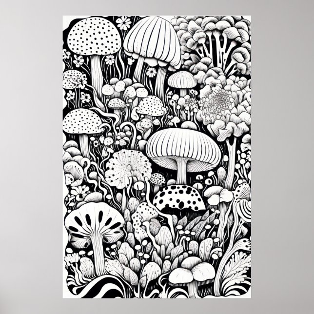 Poster Desenho da linha do cogumelo (Frente)
