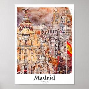 Poster Desenho Da Mão D'Água Da Espanha De Arte De Madrid