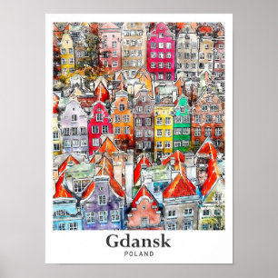 Poster Desenho Da Mão De Desenho De Viagem De Gdansk