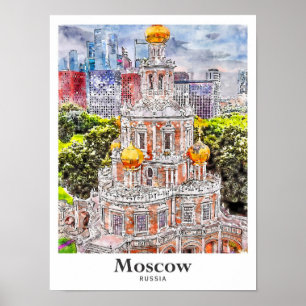 Poster Desenho da Mão de Desenho de Viagem Watercolor em 