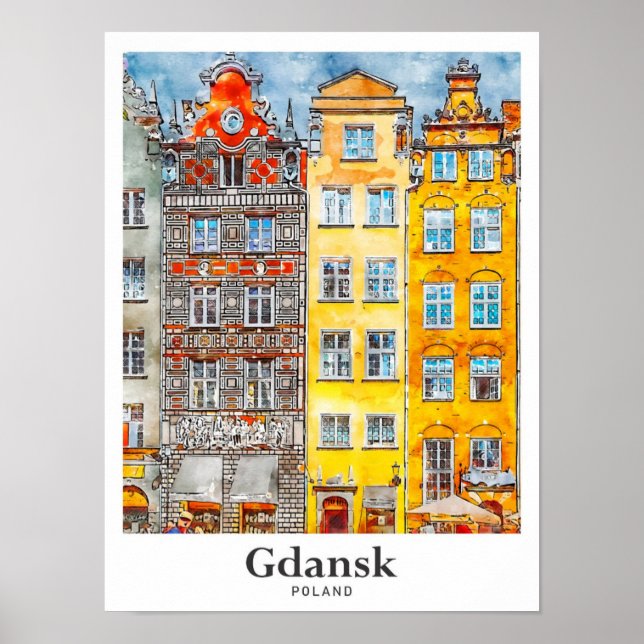Poster Desenho Da Mão De Viagem De Gdansk (Frente)
