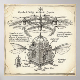 Poster Desenho da máquina voadora do Renascimento