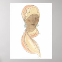 Desenho da Moda Flapper - Mulher com Scarf