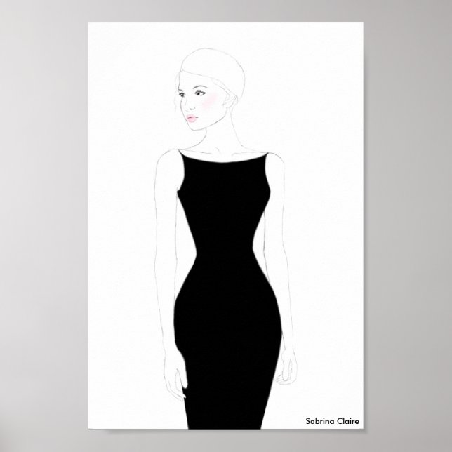 Póster Desenho da Moda - Pequeno Vestido Preto (Frente)