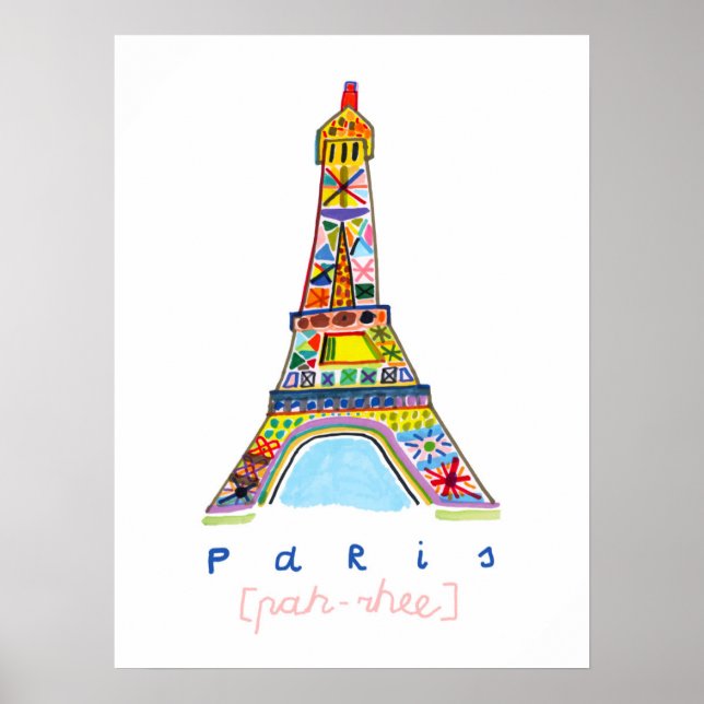 Poster Desenho da Ponta do Felt de Paris (Frente)