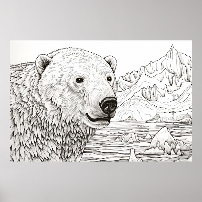 Poster Desenho Da Prairie Da Natureza Pacífica Do Urso Po (Frente)