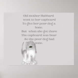 Poster Desenho da Velha Mãe Hubbard divertido em tons de 