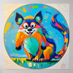 Poster Desenho de arte animal abstrata colorida