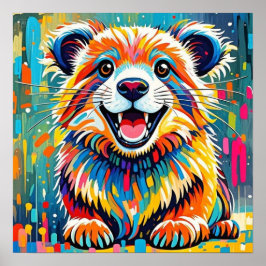 Poster Desenho de arte animal com características ousadas