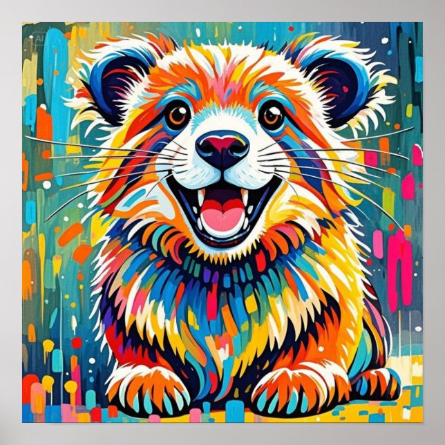 Poster Desenho de arte animal com características ousadas (Frente)