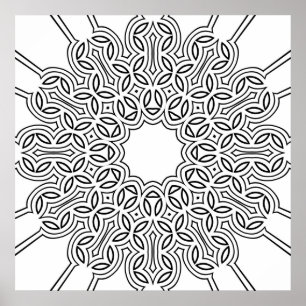 Poster Desenho de Arte com Padrão de Mandala de Laço de P