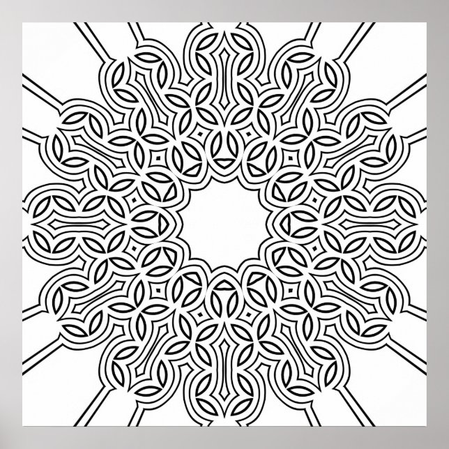 Poster Desenho de Arte com Padrão de Mandala de Laço de P (Frente)