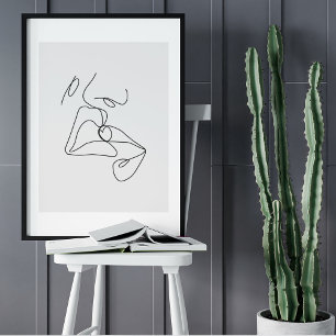 Poster Desenho de arte da linha de retrato minimalista Ab