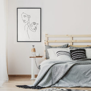 Poster Desenho de arte da linha de retrato minimalista Ab