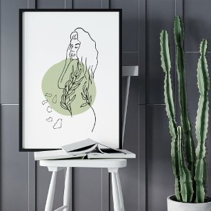 Poster Desenho de arte da linha de retrato minimalista Ab