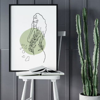 Poster Desenho de arte da linha de retrato minimalista Ab