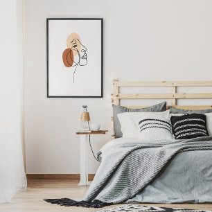 Poster Desenho de arte da linha de retrato minimalista Ab