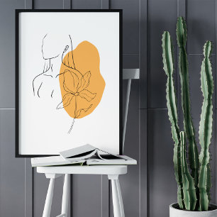 Poster Desenho de arte da linha de retrato minimalista Ab