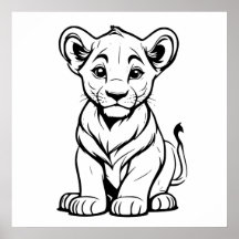 Desenho de Arte da Linha do Cubo Lion Branco, Soli