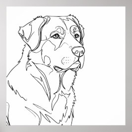 Poster Desenho de arte de linha de cachorro moderno minim