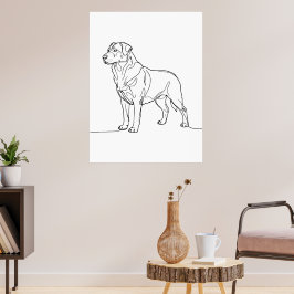 Poster Desenho de arte de linha de cachorro moderno minim