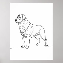 Poster Desenho de arte de linha de cachorro moderno minim