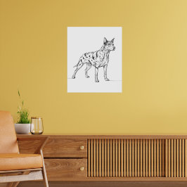 Poster Desenho de arte de linha de cachorro moderno minim