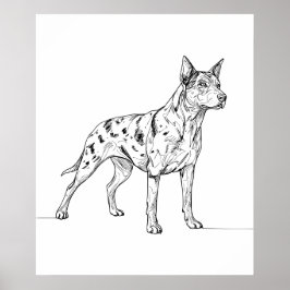Poster Desenho de arte de linha de cachorro moderno minim