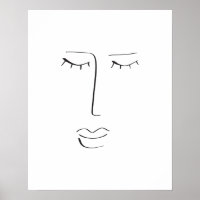 Desenho de Arte de Linha Rosto Feminino