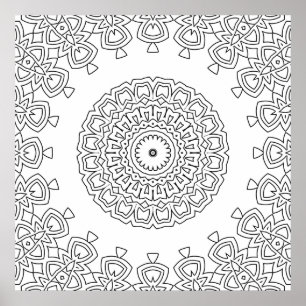 Poster Desenho de Arte de Mandala com Motivo Circular Orn