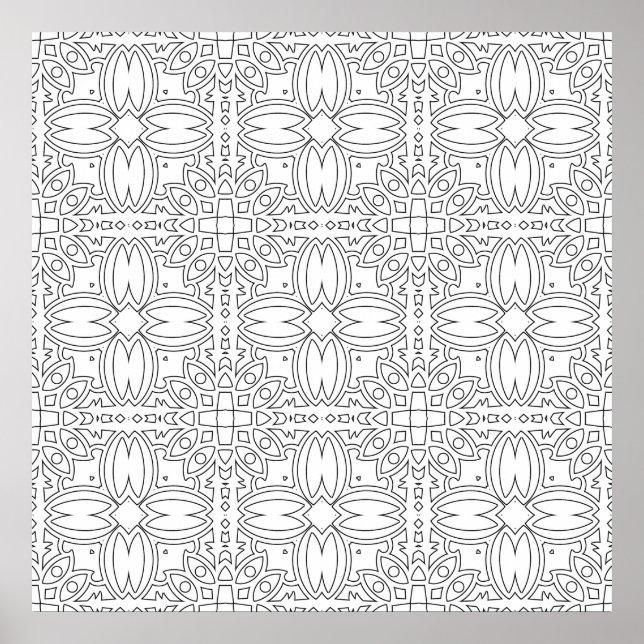Poster Desenho de Arte de Padrão de Simetria de Azulejo F (Frente)