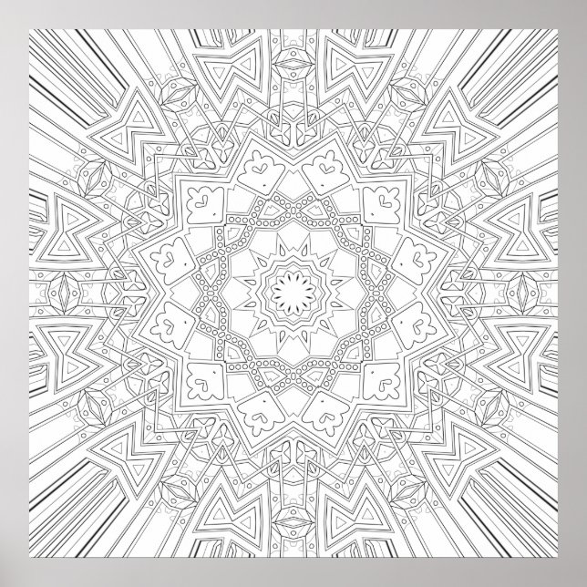 Poster Desenho de Arte Mandala Intrincado de Estrela Expl (Frente)